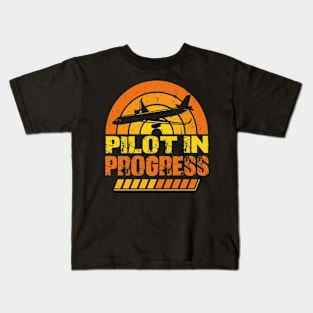 Funny Pilot In Progress Please Wait Airplane Pilot Kids T-Shirt